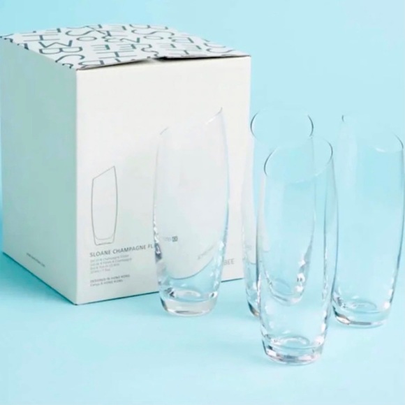 BACK IN STOCK! NIB Bomshbee Sloane Slanted Champagne Flutes (4) - Picture 2 of 13